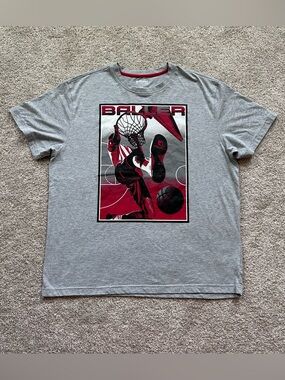 AND1 Mens XL Gray Graphic T-Shirt Basketball Baller Dunk Short Sleeve Cotton